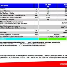 Zbiornik CWU Lemet Maxi  200L pojedyncza  wężownica 1.9m2 pompa ciepła