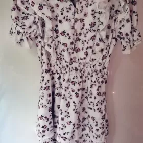 Sukienka vintage boho kwiatuszki guziki koronka S M L