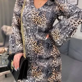 Sukienka w panterkę oversize Megi - butik smlfashion