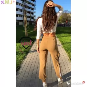 Adelaida karmelowe spodnie rozsuwane zamki smlfashion_pl