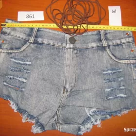 Spodenki Szorty Jeans Denim Damskie Krótkie Wiązane S - XL