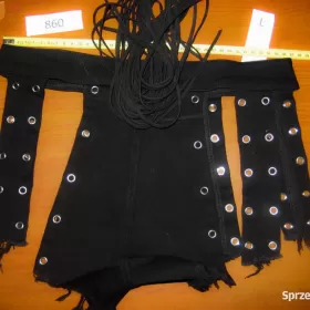 Szorty Czarne Spodenki Krótkie Sznurki Wiązane S M L XL