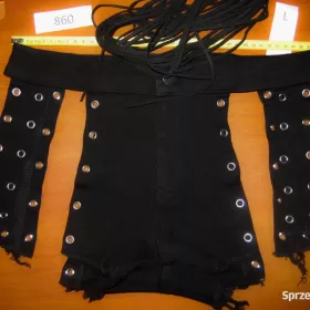 Szorty Czarne Spodenki Krótkie Sznurki Wiązane S M L XL