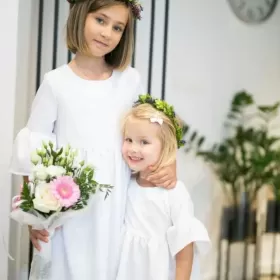 biała sukienka do sypania kwiatków 110 - 152