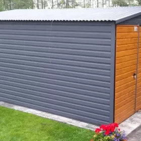 Garaże Blaszane Garaż Blaszany Drewnopodobny Blaszak 5x5 6x6 7x5 8x6