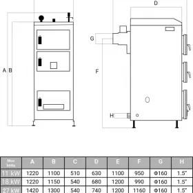 UNIEKO 11 kW Kotły węglowe piec, kocioł 5 KLASA - ECODESIGN