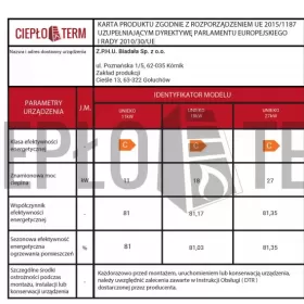 UNIEKO 11 kW Kotły węglowe piec, kocioł 5 KLASA - ECODESIGN