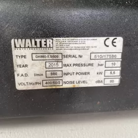 Sprężarka tłokowa Walter 500L nowe filtry i zawór