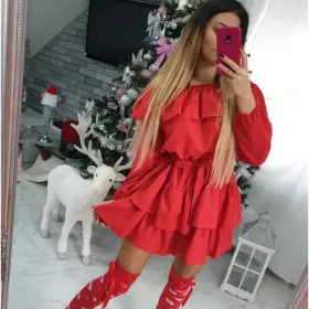 Sukienka czerwona Hiszpanka i zakolanówki - na prezent