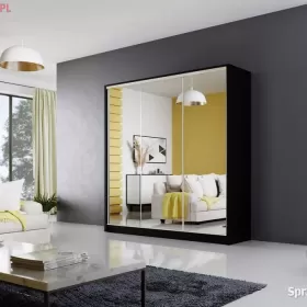 Szafa przesuwna MEBLO2 200 CZARNA lustro DARMOWA DOSTAWA