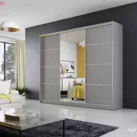 Szafa przesuwna MEBLO 4 250 SZARA lustro DARMOWA DOSTAWA